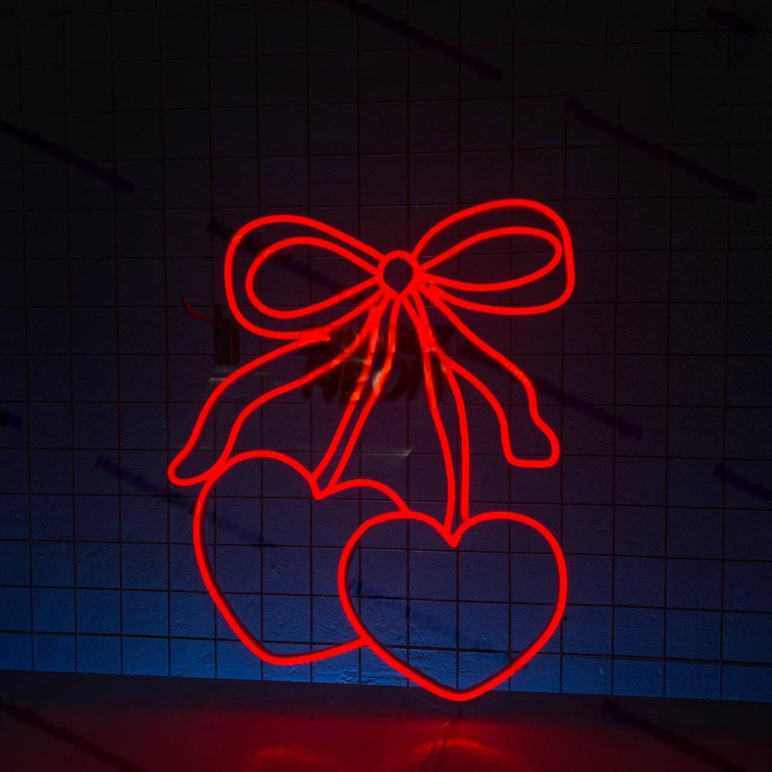 Heart Cherry Bow Led Neon Sign Led Decor | Shineneon