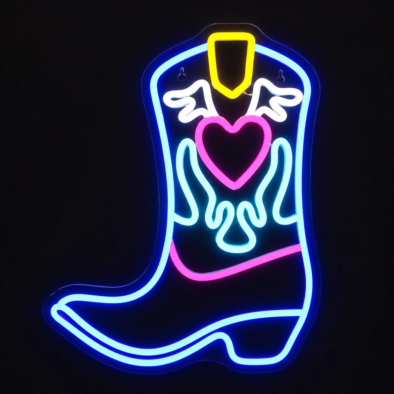 Heart Flame Cowboy Boot Vintage LED Neon Sign - Shineneon