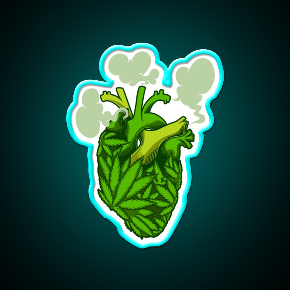 Heart Hemp Inspired Green Leaf Led Neon Sign Rgb Color