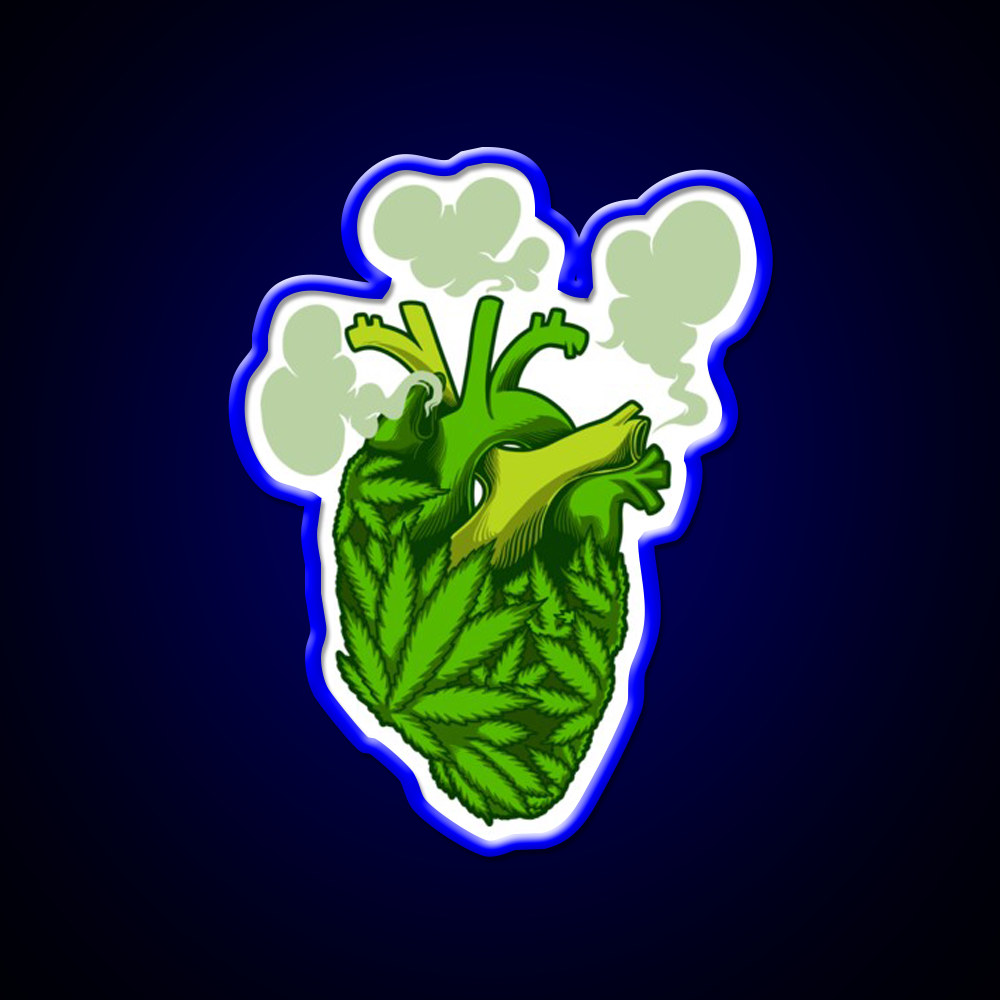 Heart Hemp Inspired Green Leaf Led Neon Sign Rgb Color