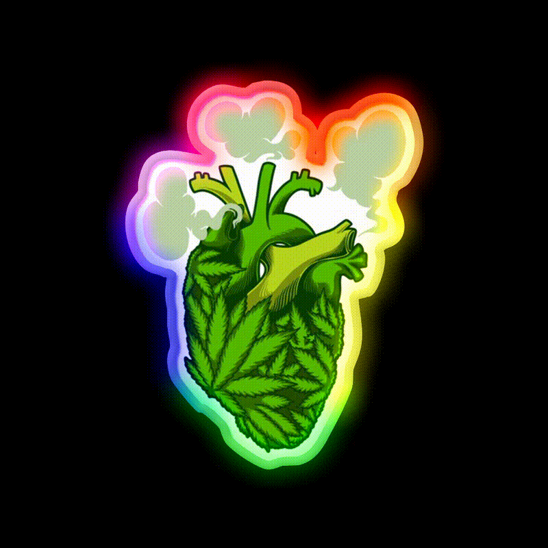 Heart Hemp Inspired Green Leaf Led Neon Sign Rgb Color