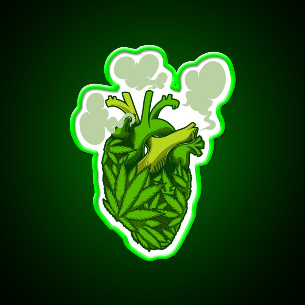 Heart Hemp Inspired Green Leaf Led Neon Sign Rgb Color