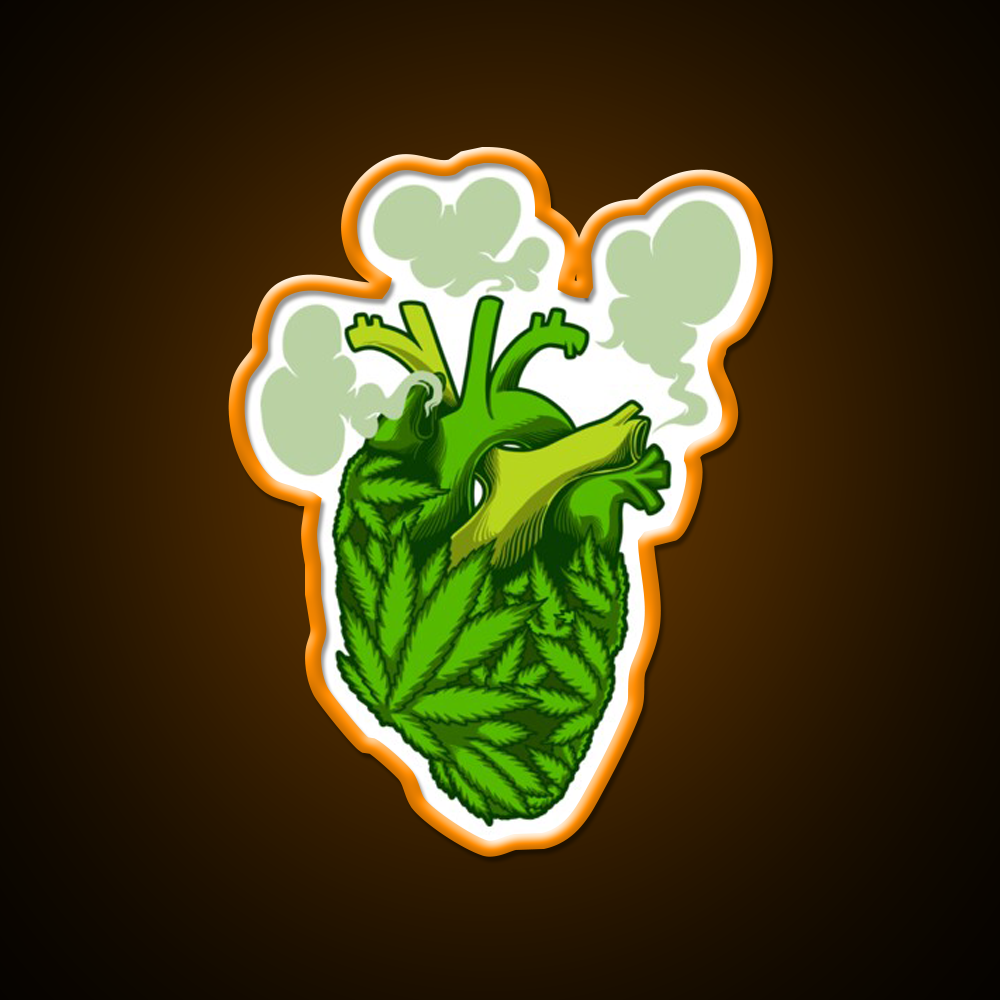 Heart Hemp Inspired Green Leaf Led Neon Sign Rgb Color