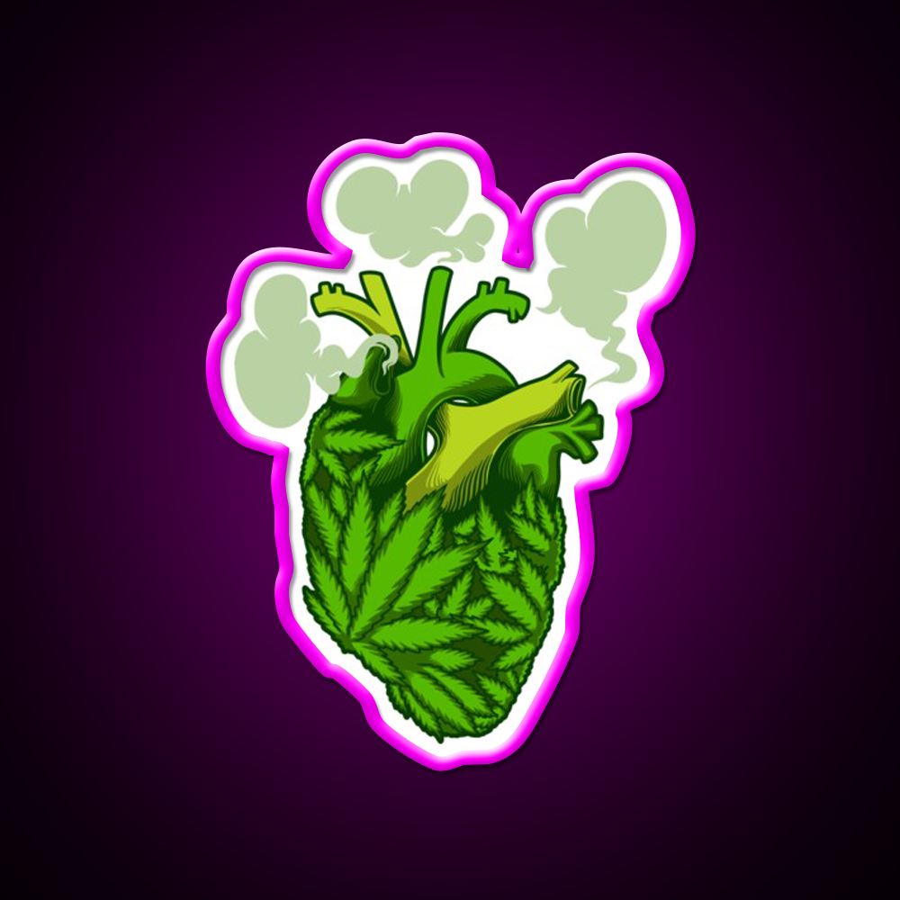 Heart Hemp Inspired Green Leaf Led Neon Sign Rgb Color