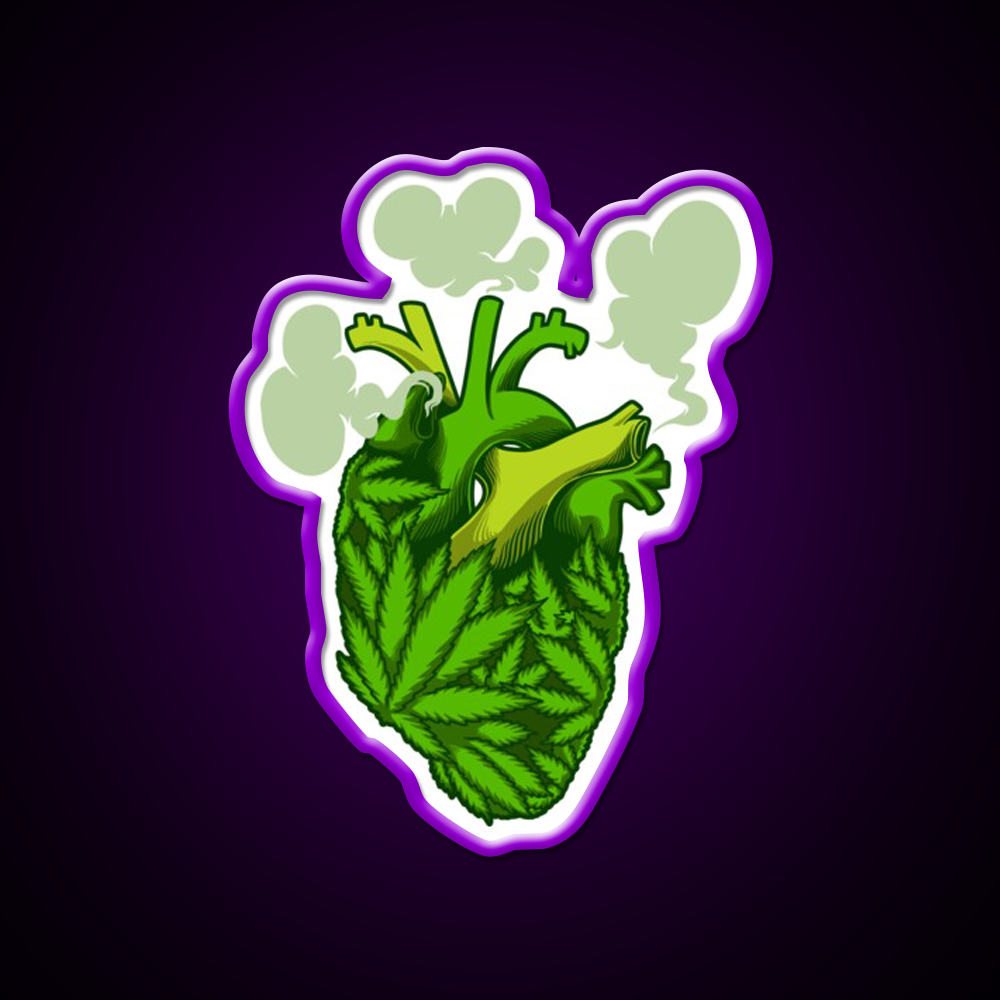 Heart Hemp Inspired Green Leaf Led Neon Sign Rgb Color