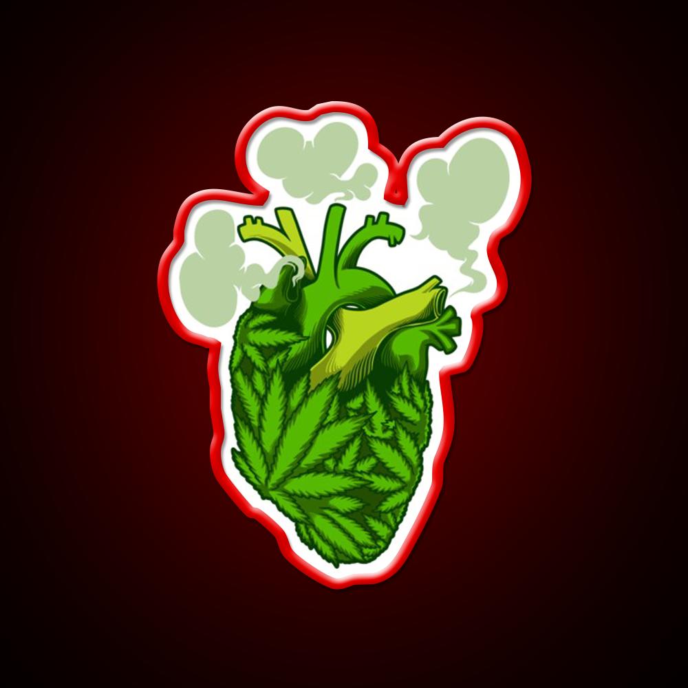 Heart Hemp Inspired Green Leaf Led Neon Sign Rgb Color