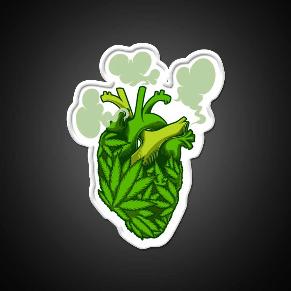 Heart Hemp Inspired Green Leaf Led Neon Sign Rgb Color