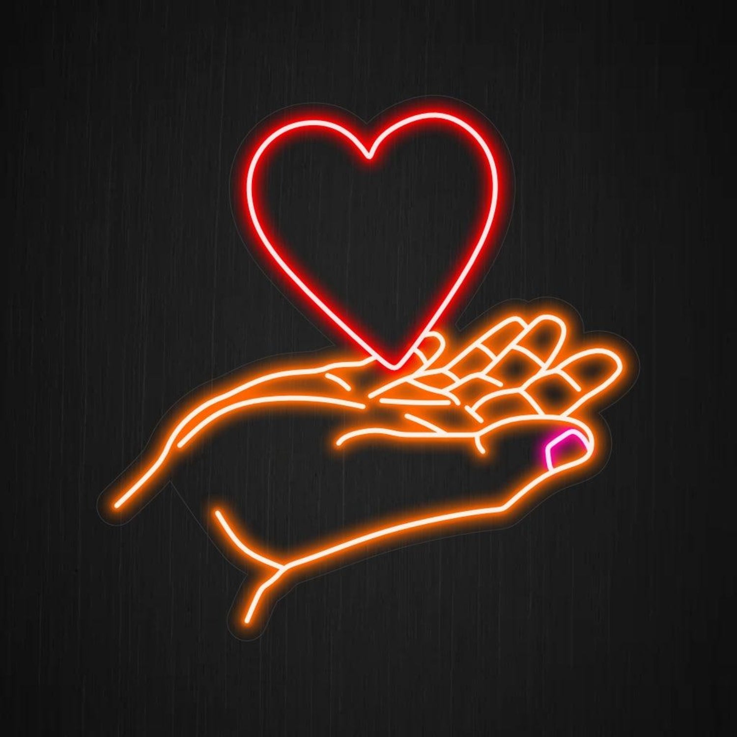 Heart In Hand Red Orange Led Neon Sign For Romantic Decor | Shineneon