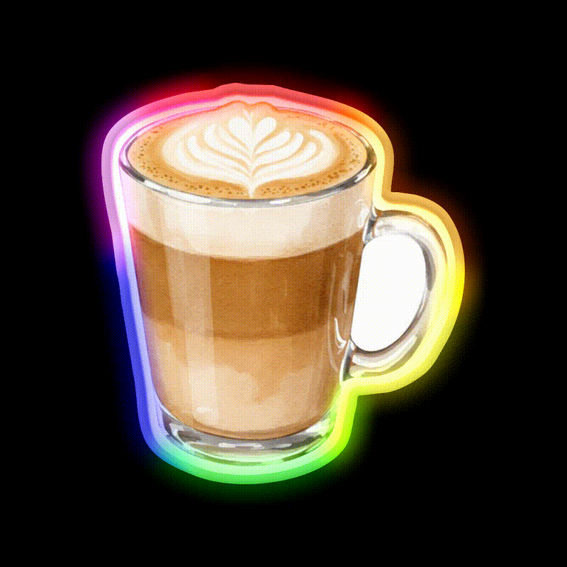 Heart Latte Watercolor Cafe Led Neon Sign Espresso Bar Art Rgb Color