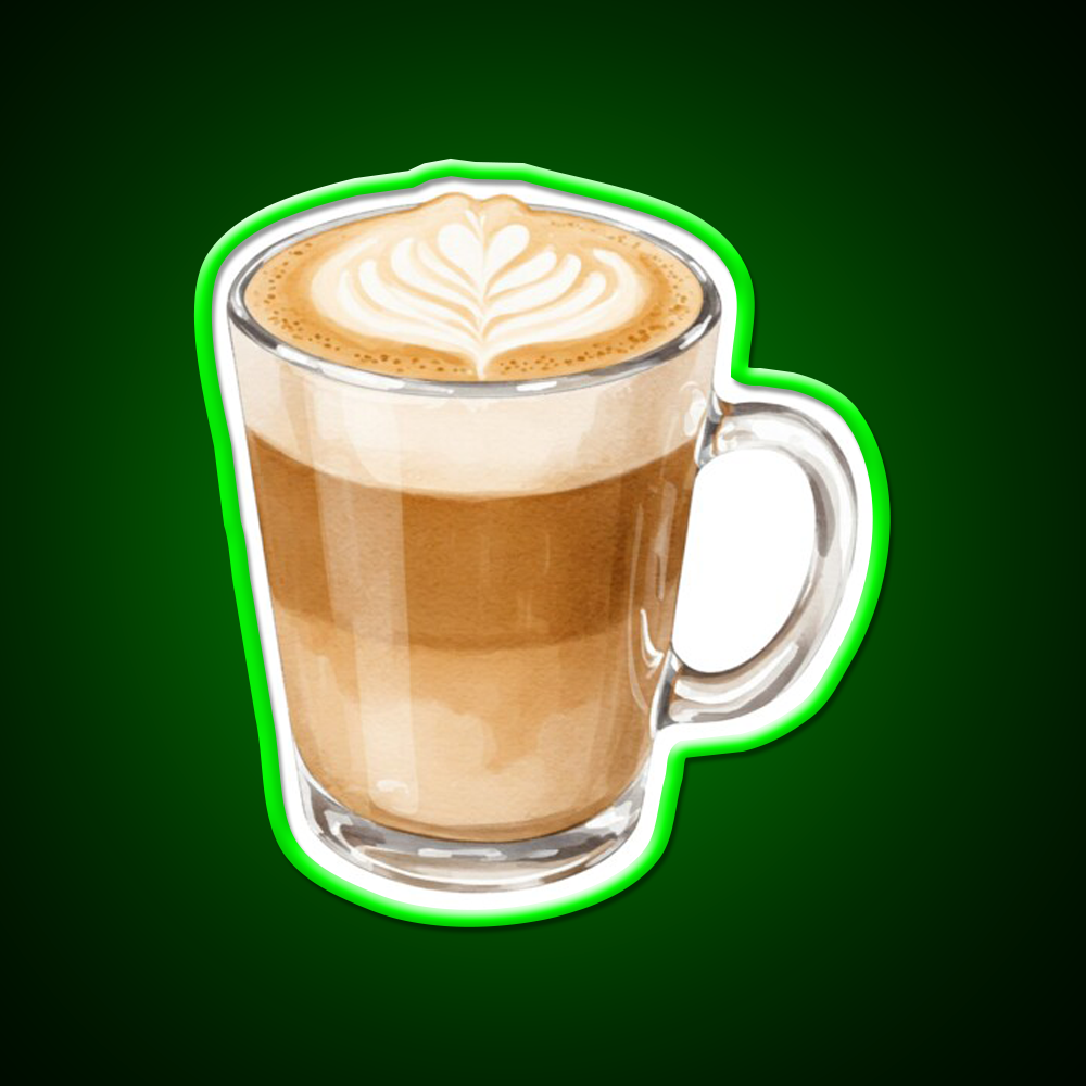 Heart Latte Watercolor Cafe Led Neon Sign Espresso Bar Art Rgb Color