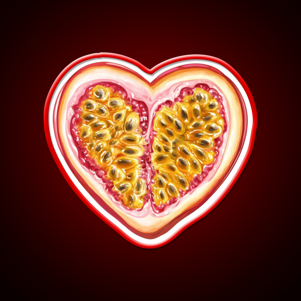 Heart Shaped Passion Fruit Snack Food Led Neon Sign Rgb Color - Shineneon