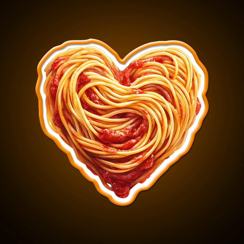 Heart Shaped Spaghetti Marinara Snack Food Led Neon Sign Rgb Color - Shineneon