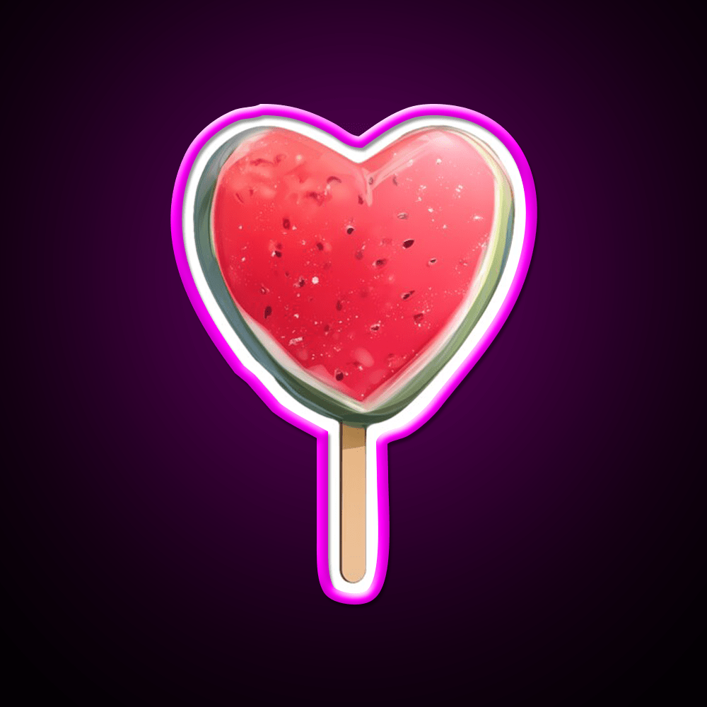 Heart Shaped Watermelon Popsicle Snack Food Led Neon Sign Rgb Color - Shineneon
