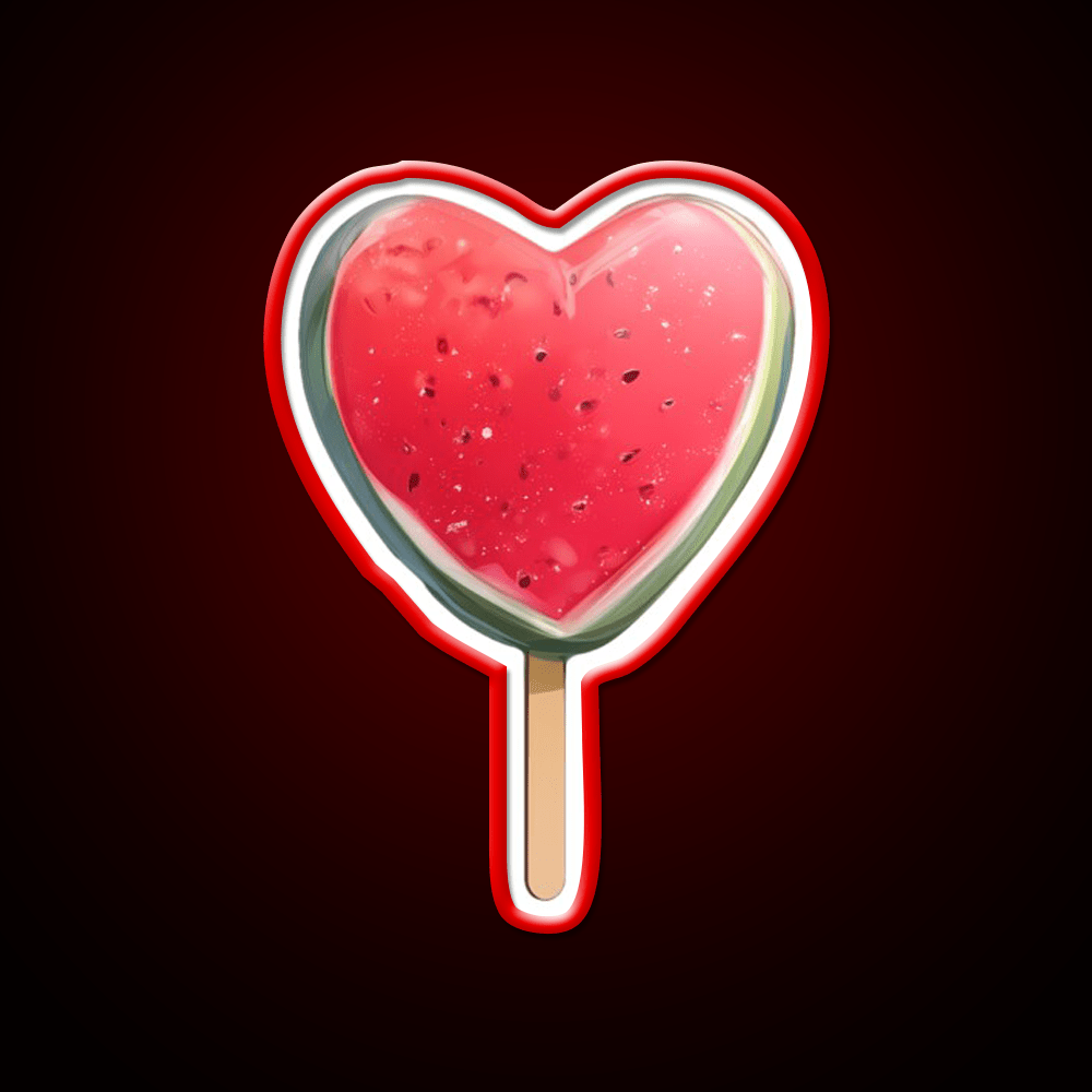 Heart Shaped Watermelon Popsicle Snack Food Led Neon Sign Rgb Color - Shineneon