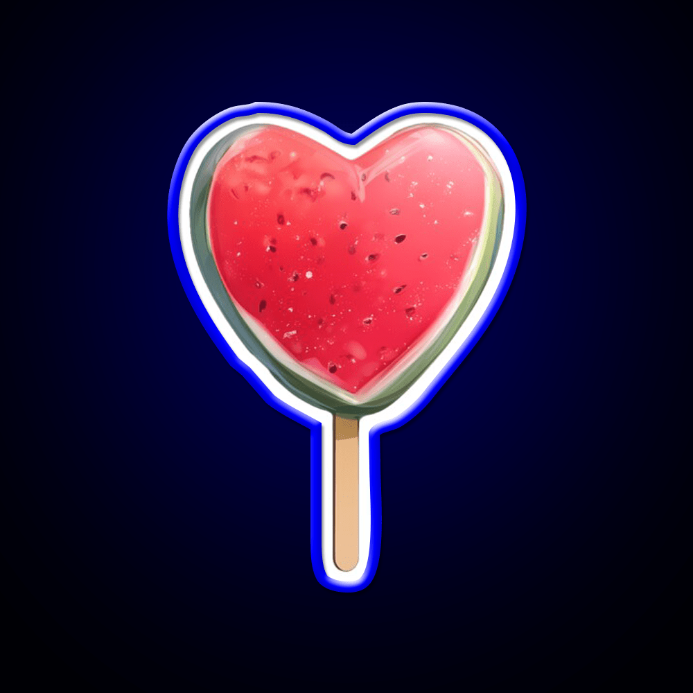 Heart Shaped Watermelon Popsicle Snack Food Led Neon Sign Rgb Color - Shineneon