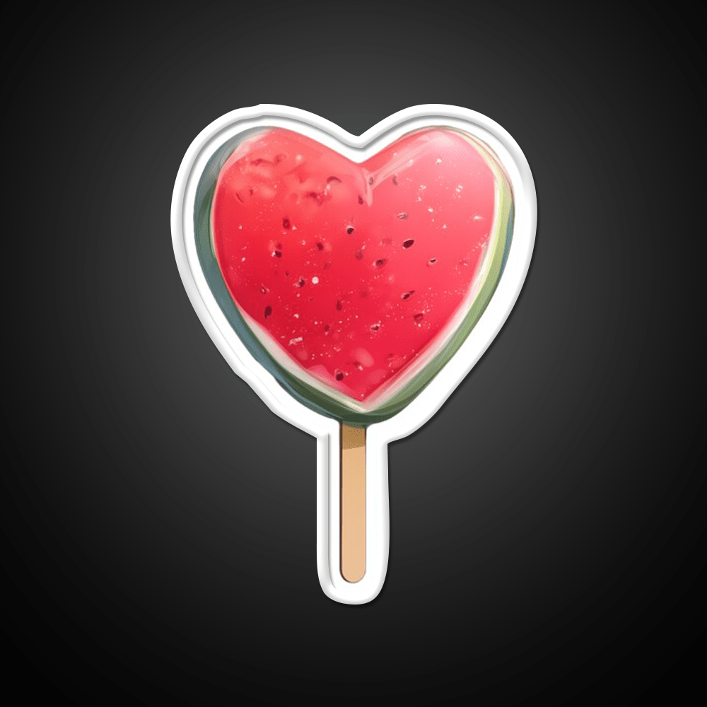 Heart Shaped Watermelon Popsicle Snack Food Led Neon Sign Rgb Color - Shineneon