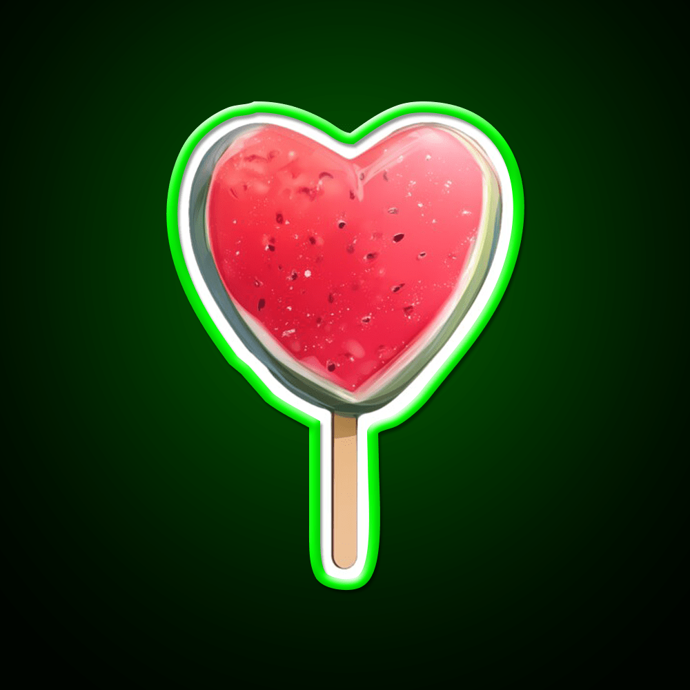 Heart Shaped Watermelon Popsicle Snack Food Led Neon Sign Rgb Color - Shineneon