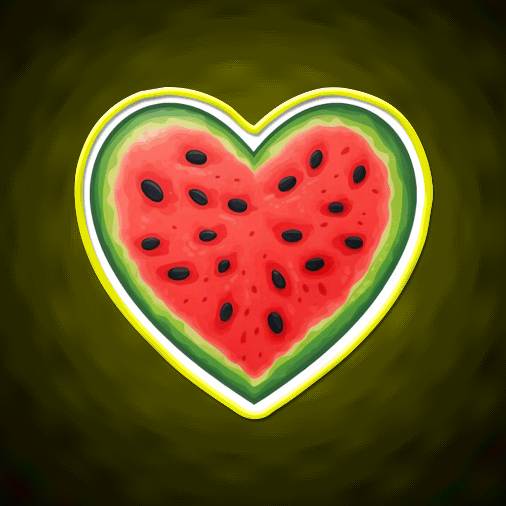 Heart Shaped Watermelon Snack Food Led Neon Sign Rgb Color - Custom LED neon sign front view