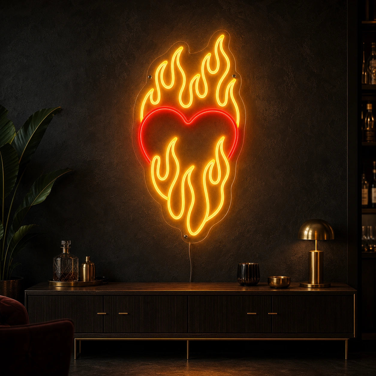 Heart Surrounded By Flames LED Neon Sign high-converting product image