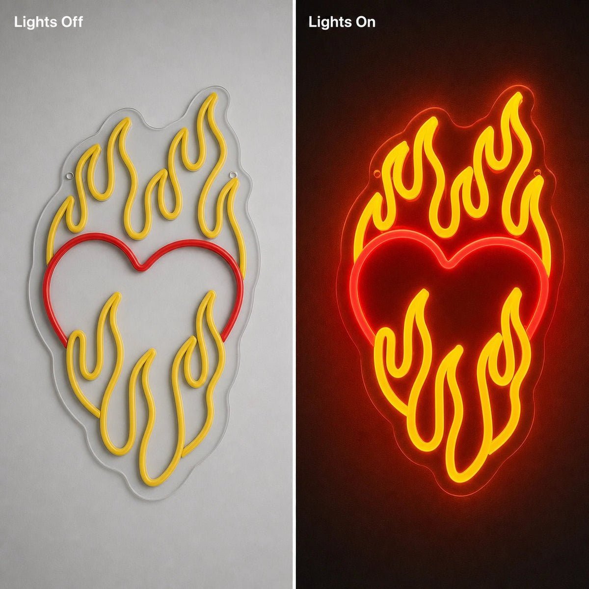 Heart Surrounded By Flames LED Neon Sign Man Cave Neon Sign - Shineneon