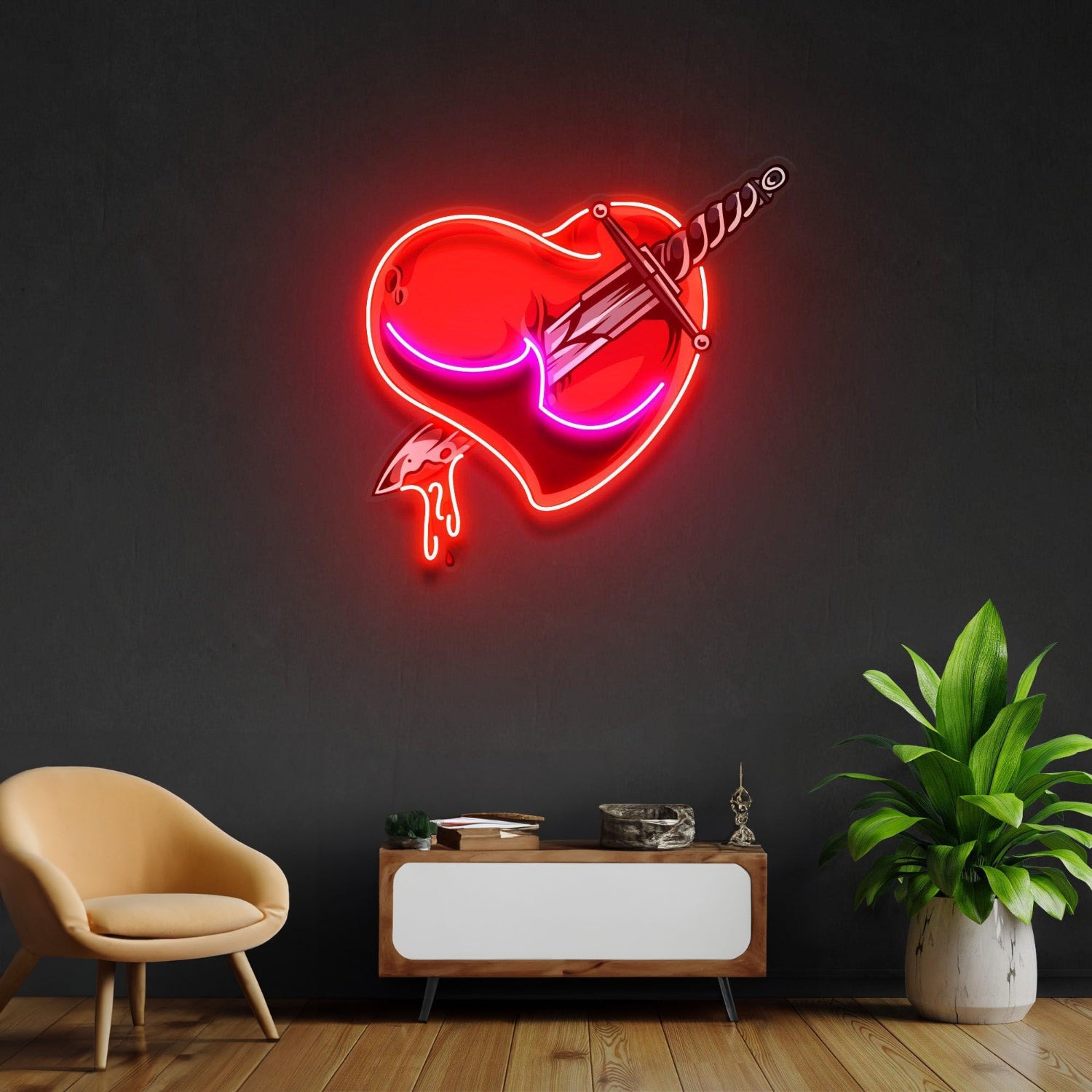 Heart Sword Led Neon Acrylic Artwork | Shineneon