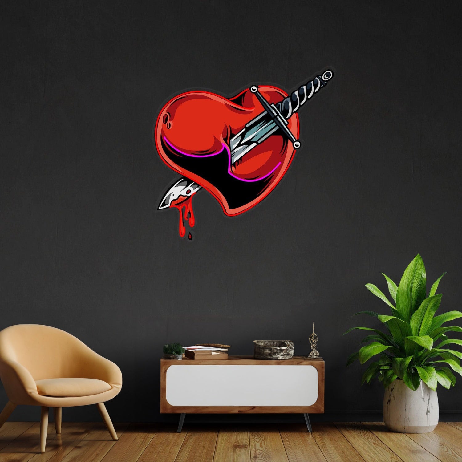 Heart Sword Led Neon Acrylic Artwork | Shineneon