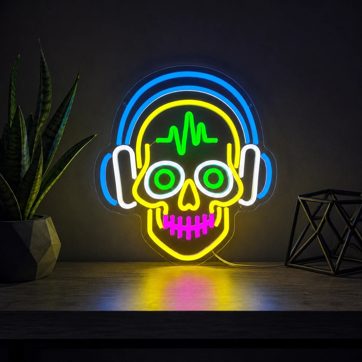 Heartbeat Headphones Skull LED Neon Sign - Shineneon