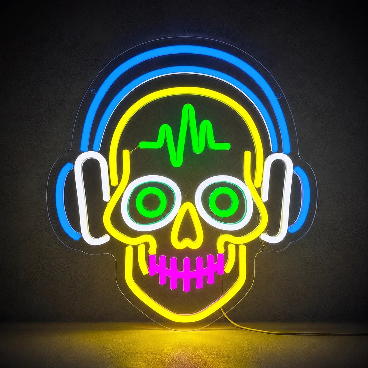 Heartbeat Headphones Skull LED Neon Sign - Shineneon