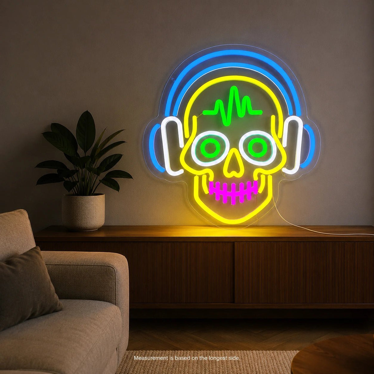 Heartbeat Headphones Skull LED Neon Sign - Shineneon