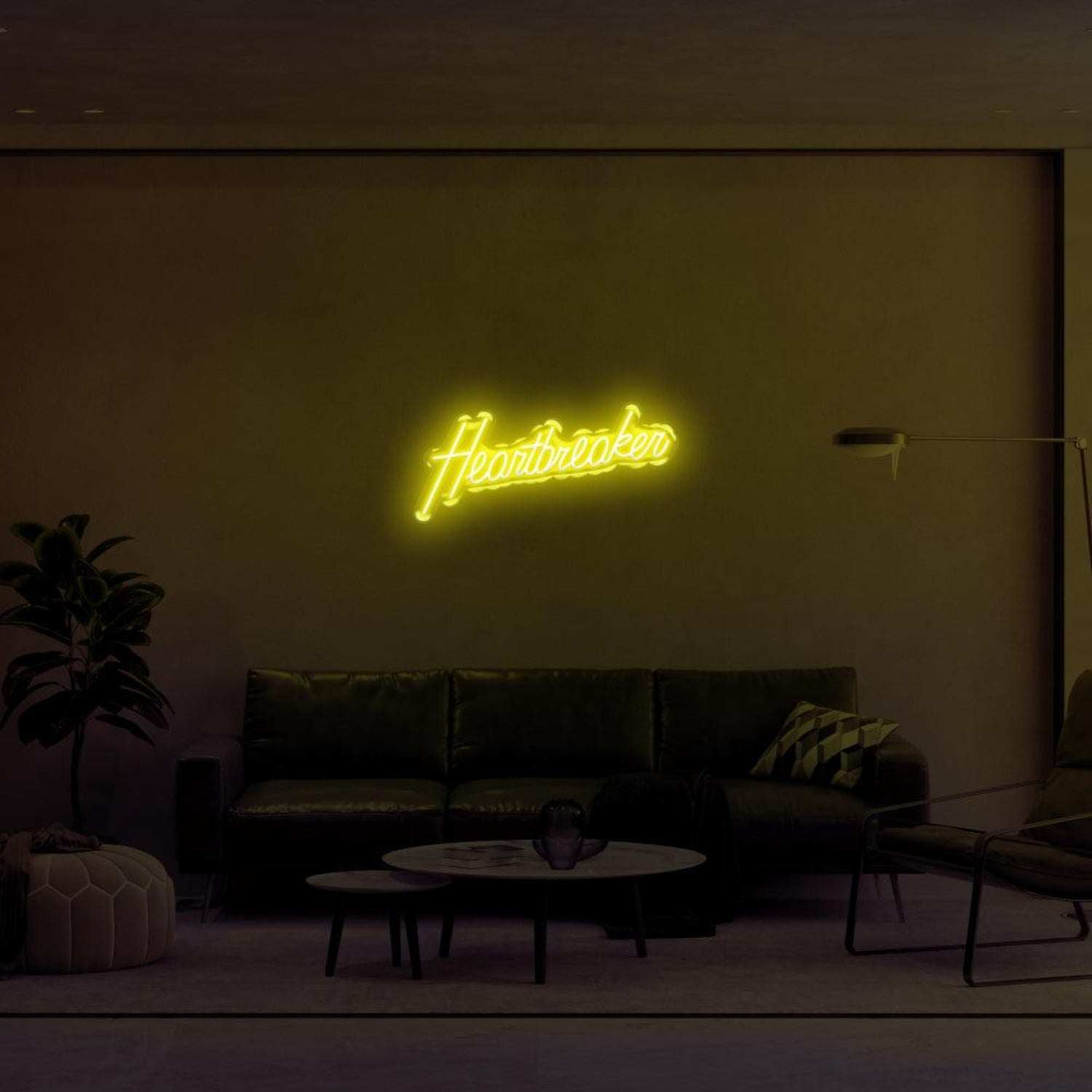 Heartbreaker Amber Led Neon Sign Modern Living Room Wall Art | Shineneon
