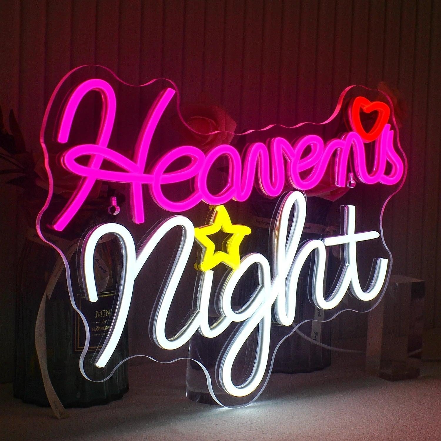 Heavens Night Led Neon Sign With Star And Heart For Home Bar Cafe Decor - Shineneon