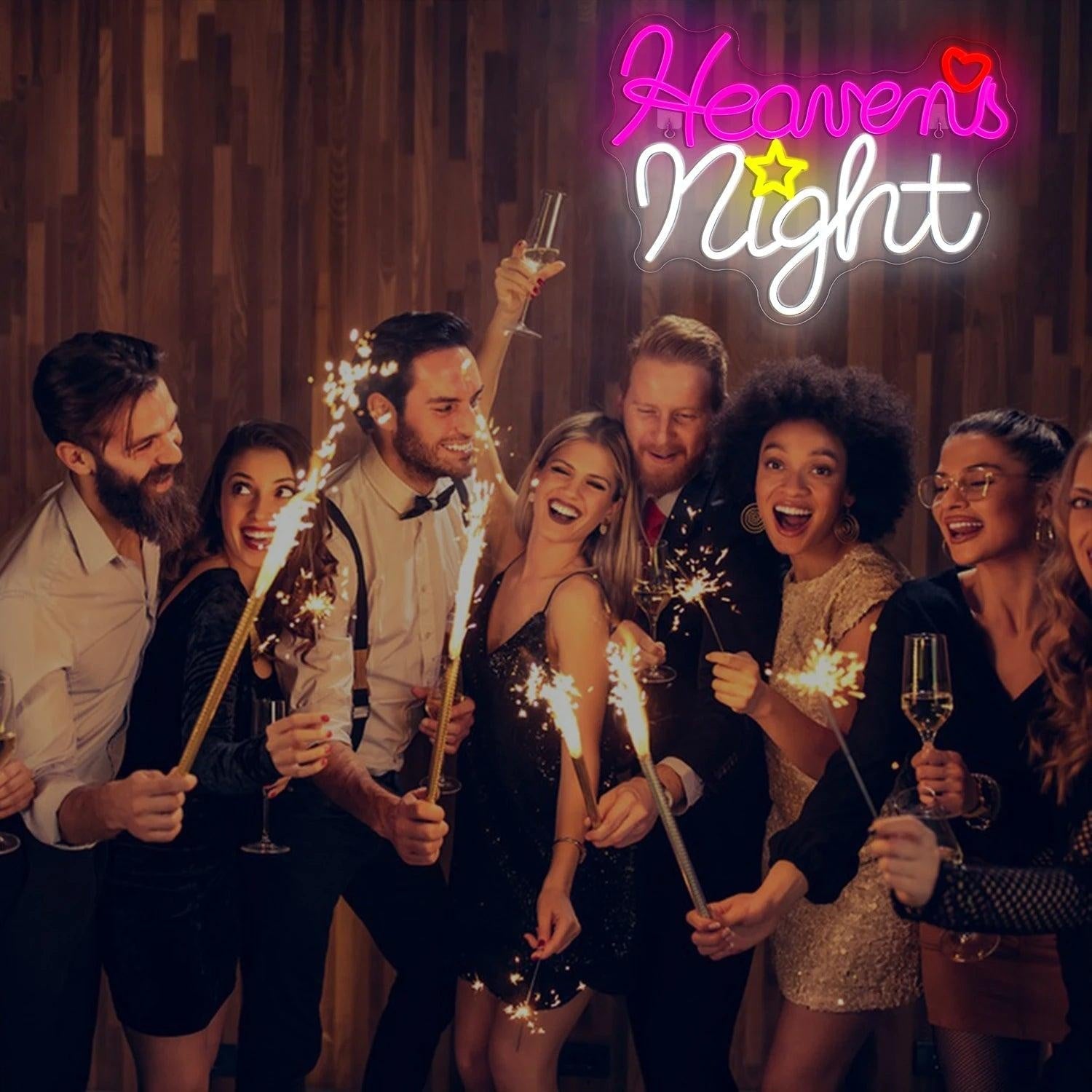 Heavens Night Led Neon Sign With Star And Heart For Home Bar Cafe Decor - Shineneon