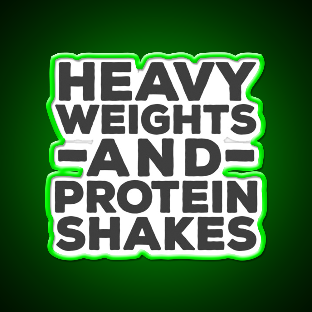 Heavy Weights Protein Shakes Gym Fitness Led Neon Sign Rgb Color