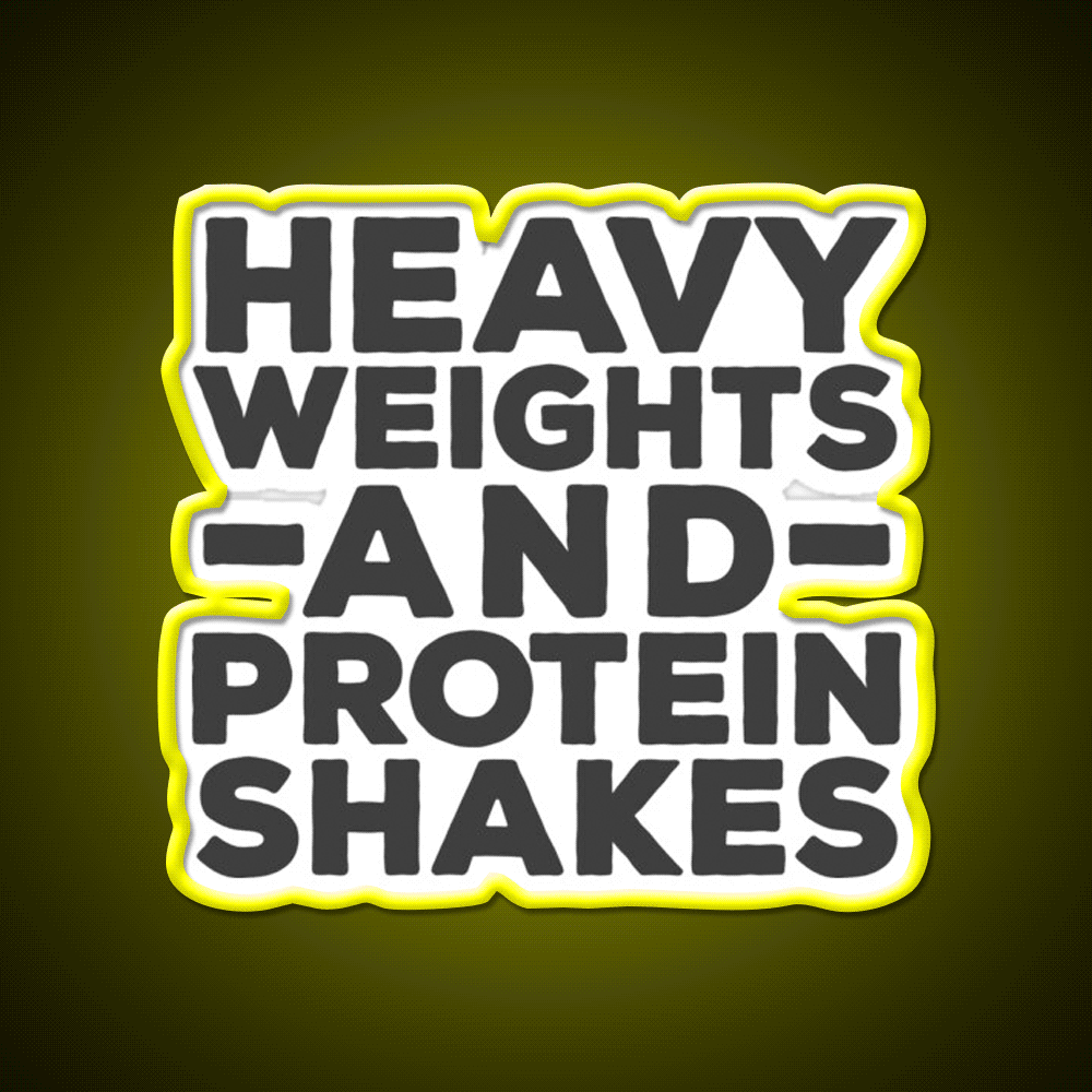 Heavy Weights Protein Shakes Gym Fitness Led Neon Sign Rgb Color