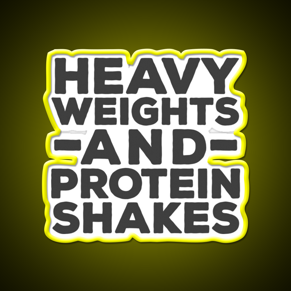 Heavy Weights Protein Shakes Gym Fitness Led Neon Sign Rgb Color