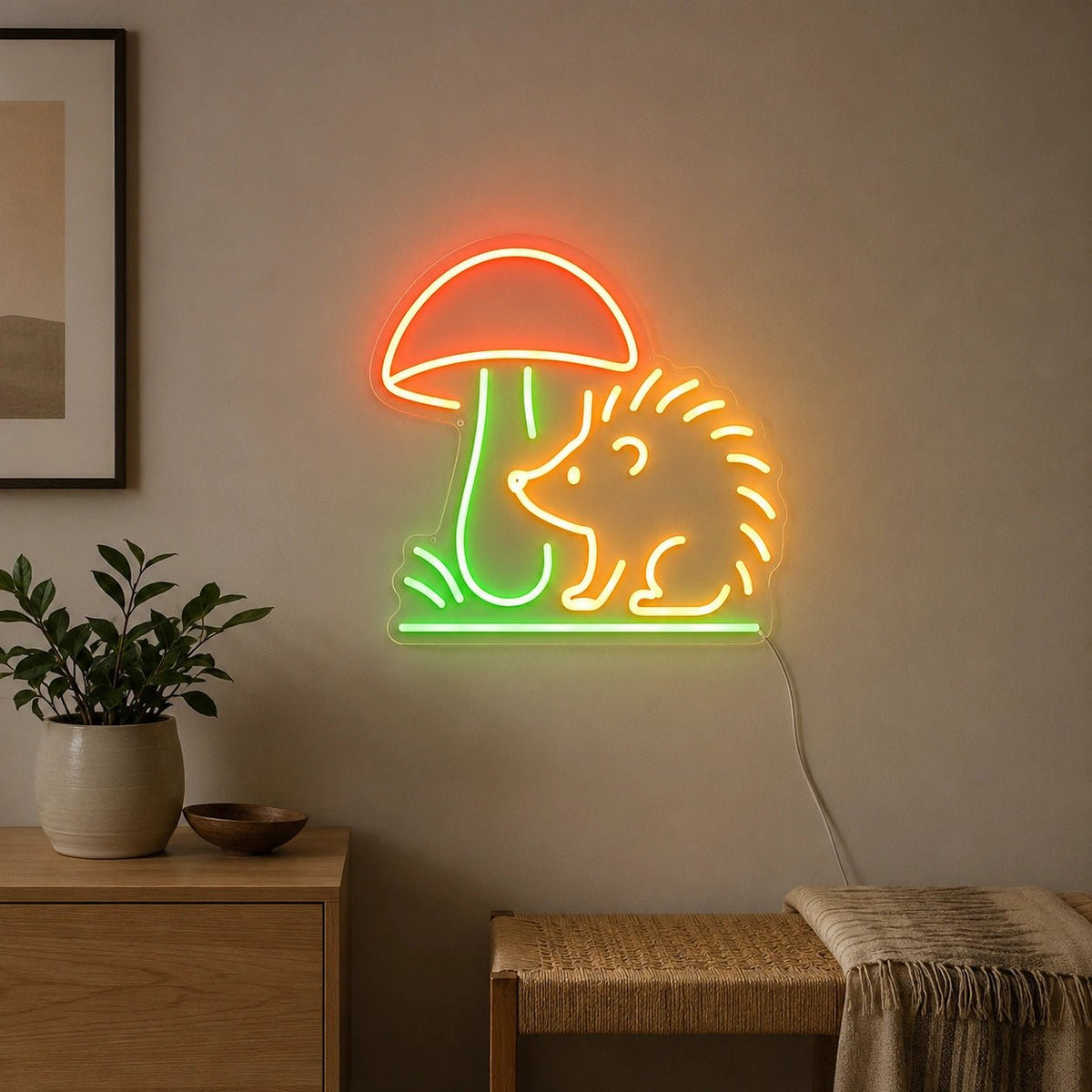 Hedgehog Beside Mushroom LED Neon Sign - Shineneon