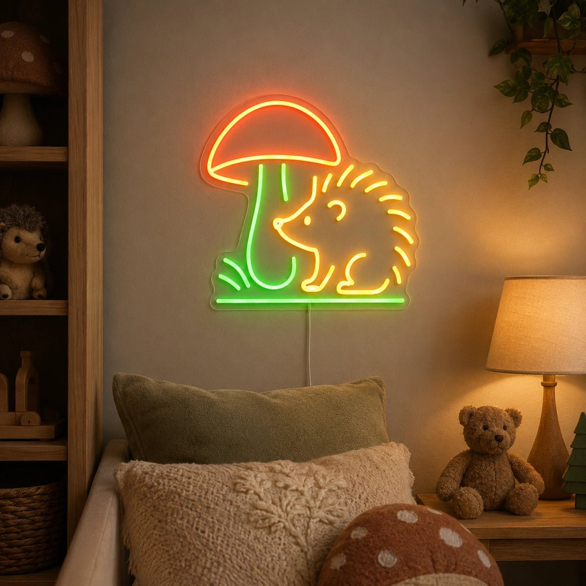 Hedgehog Beside Mushroom LED Neon Sign - Shineneon