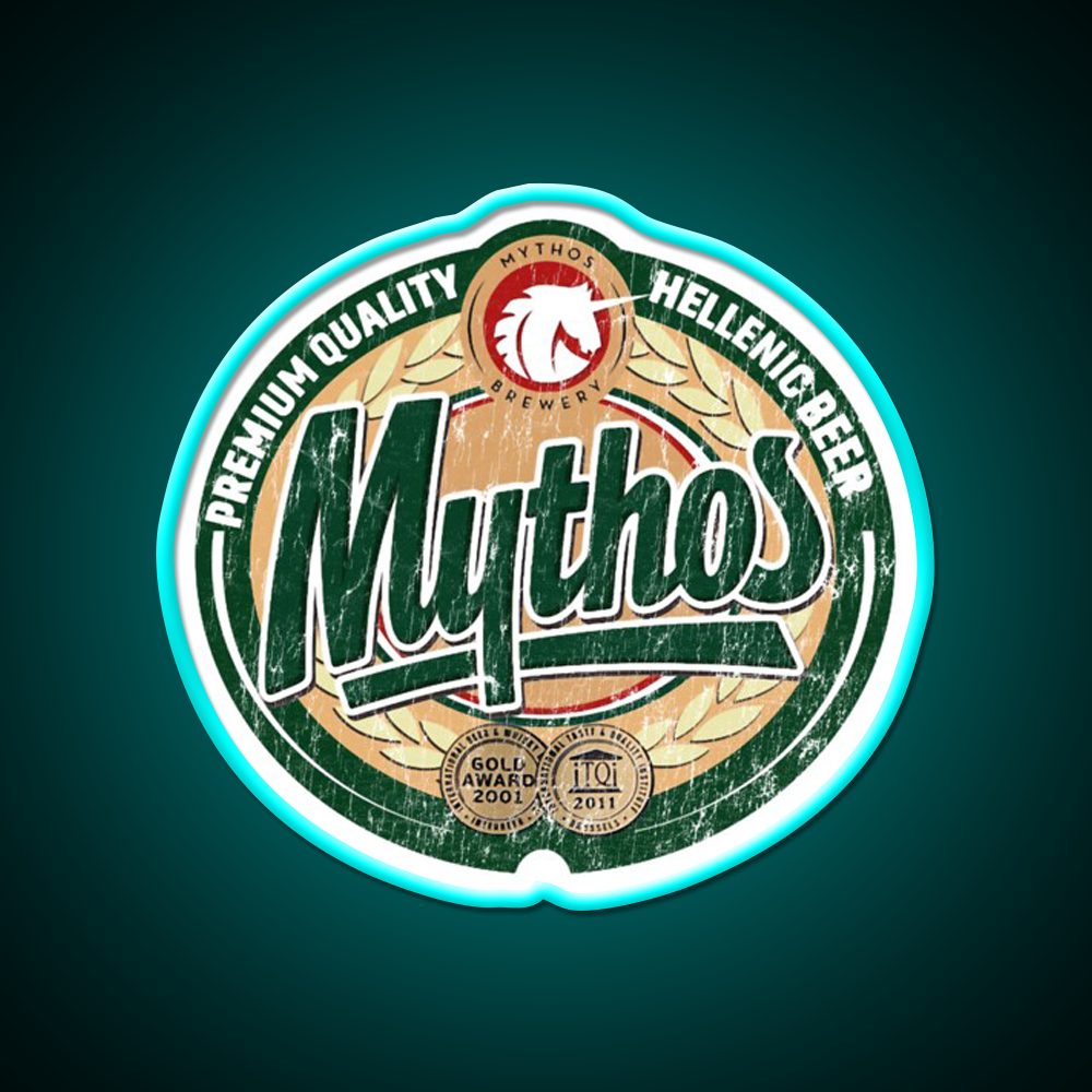 Hellenic Greek Beer Mythos Vintage Beer Bar Decor Led Neon Sign Rgb Color - Size and dimension reference