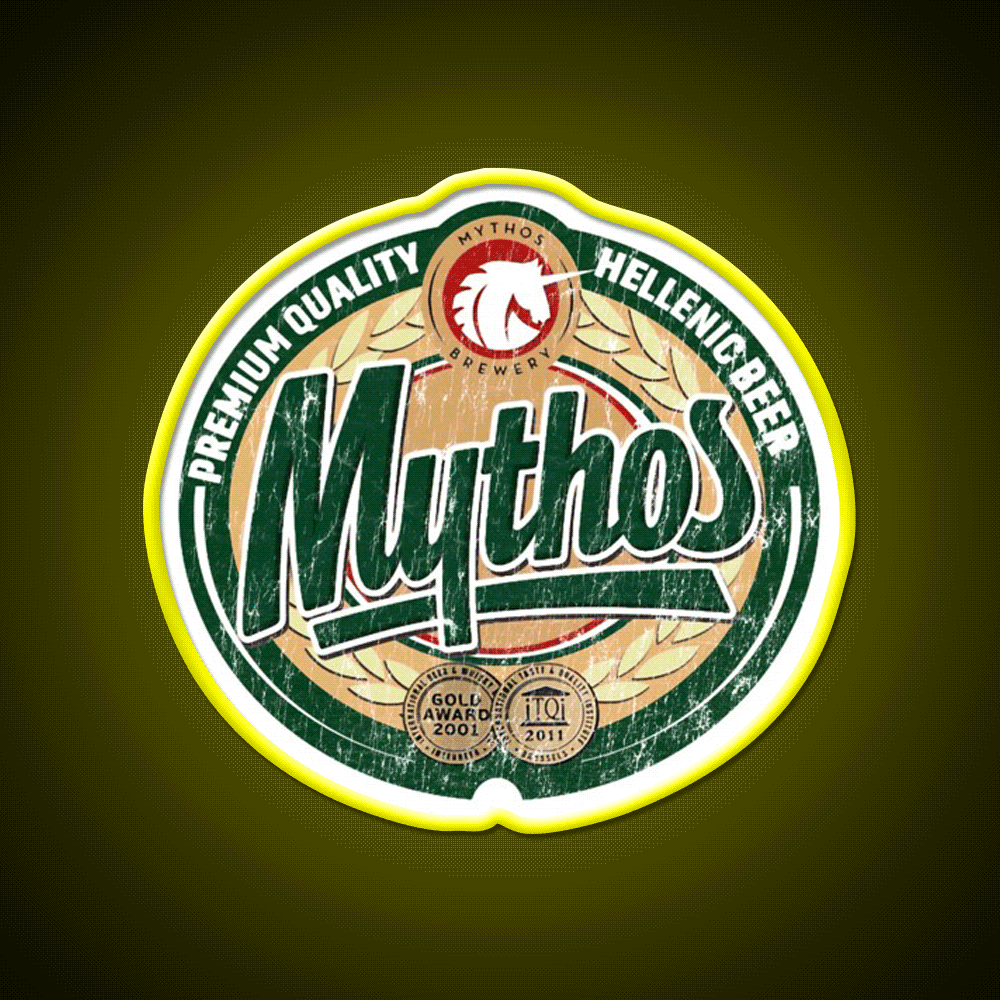 Hellenic Greek Beer Mythos Vintage Beer Bar Decor Led Neon Sign Rgb Color - Custom LED neon sign front view