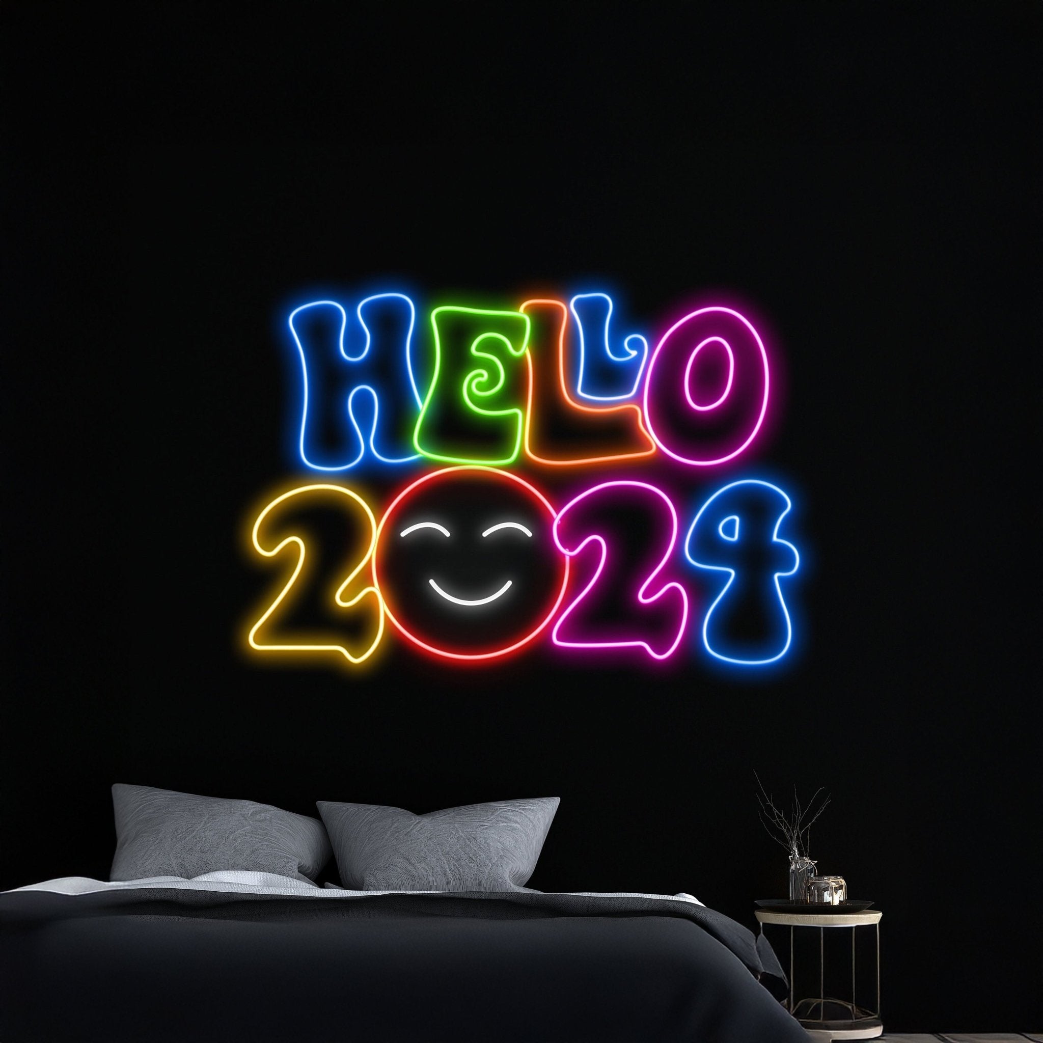 Hello 2024 Neon Sign Holiday Season Celebrate Neon Light - Shineneon