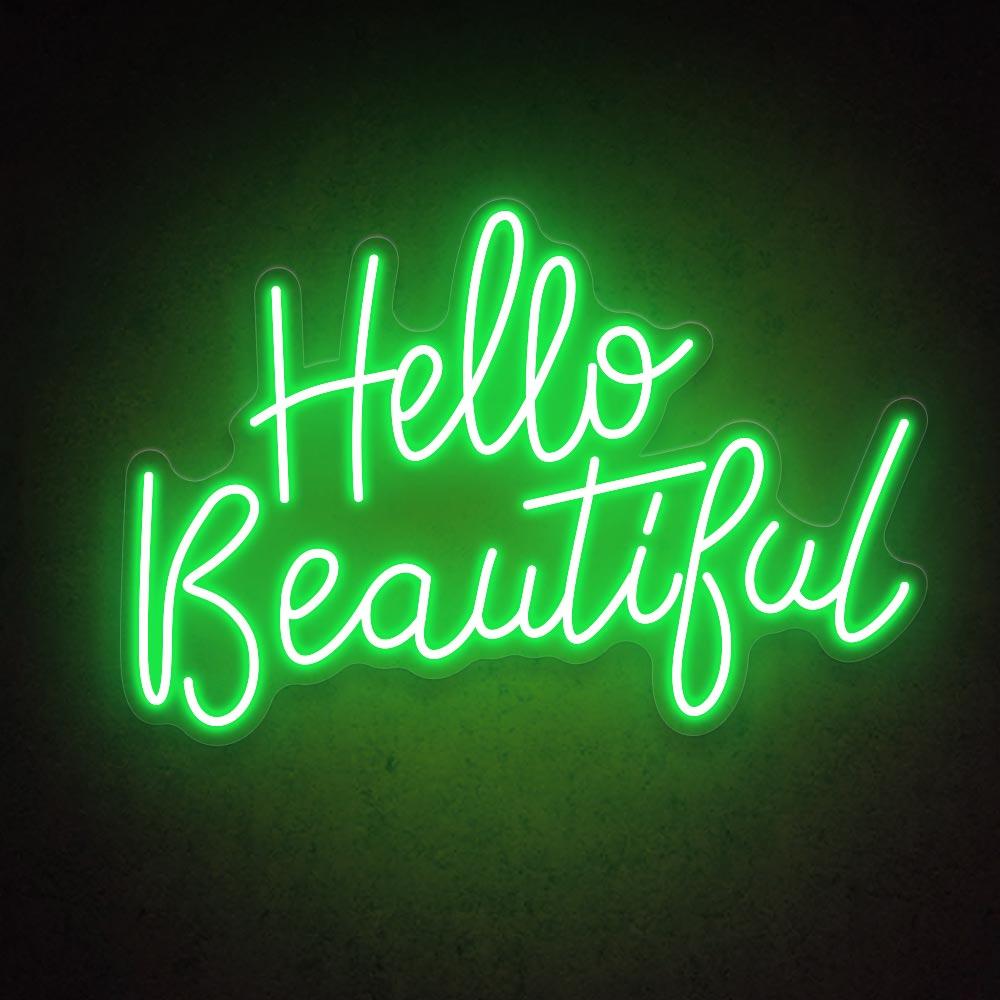 Hello Beautiful Blue Pink Handwritten Led Neon Sign For Salon Home Decor | Shineneon