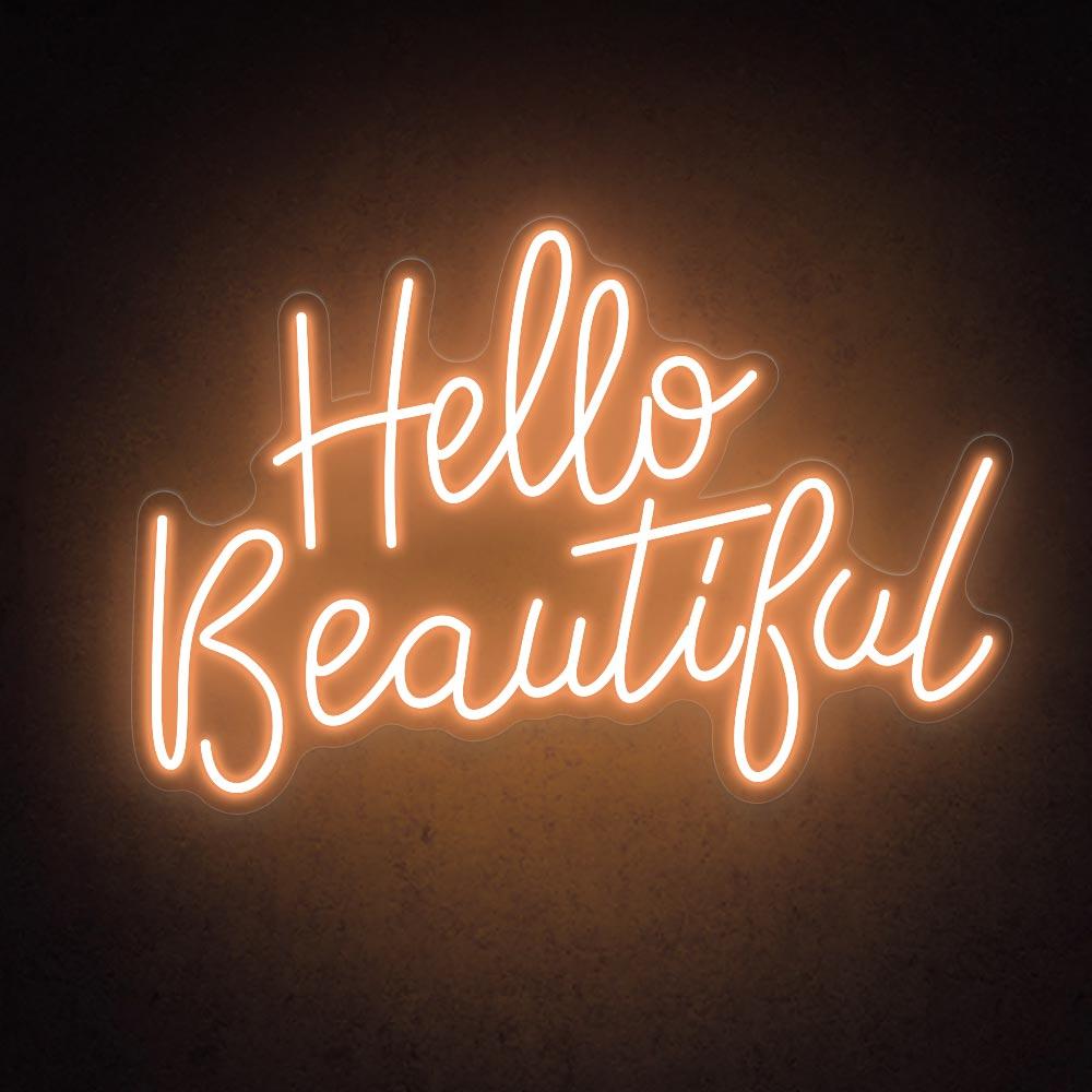 Hello Beautiful Blue Pink Handwritten Led Neon Sign For Salon Home Decor | Shineneon