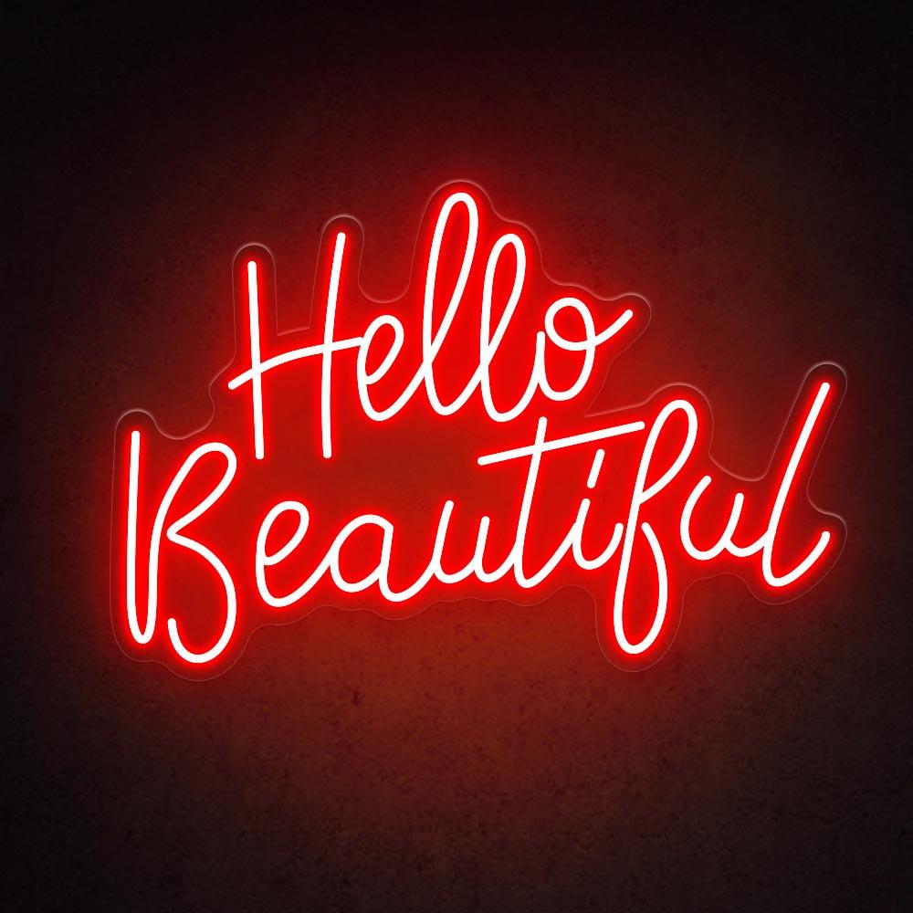 Hello Beautiful Blue Pink Handwritten Led Neon Sign For Salon Home Decor | Shineneon