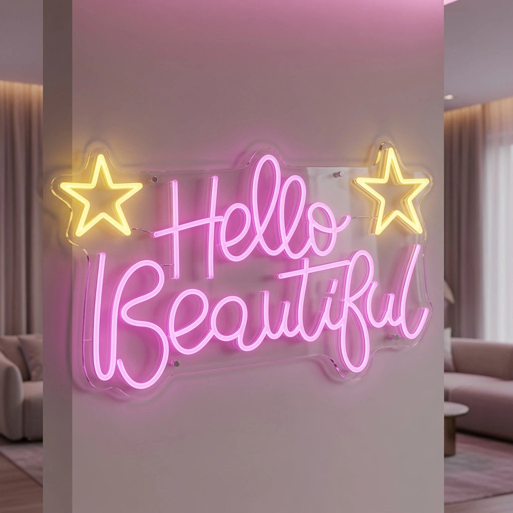 Hello Beautiful LED Neon Sign Home Wall Art - 01 Original Product Image