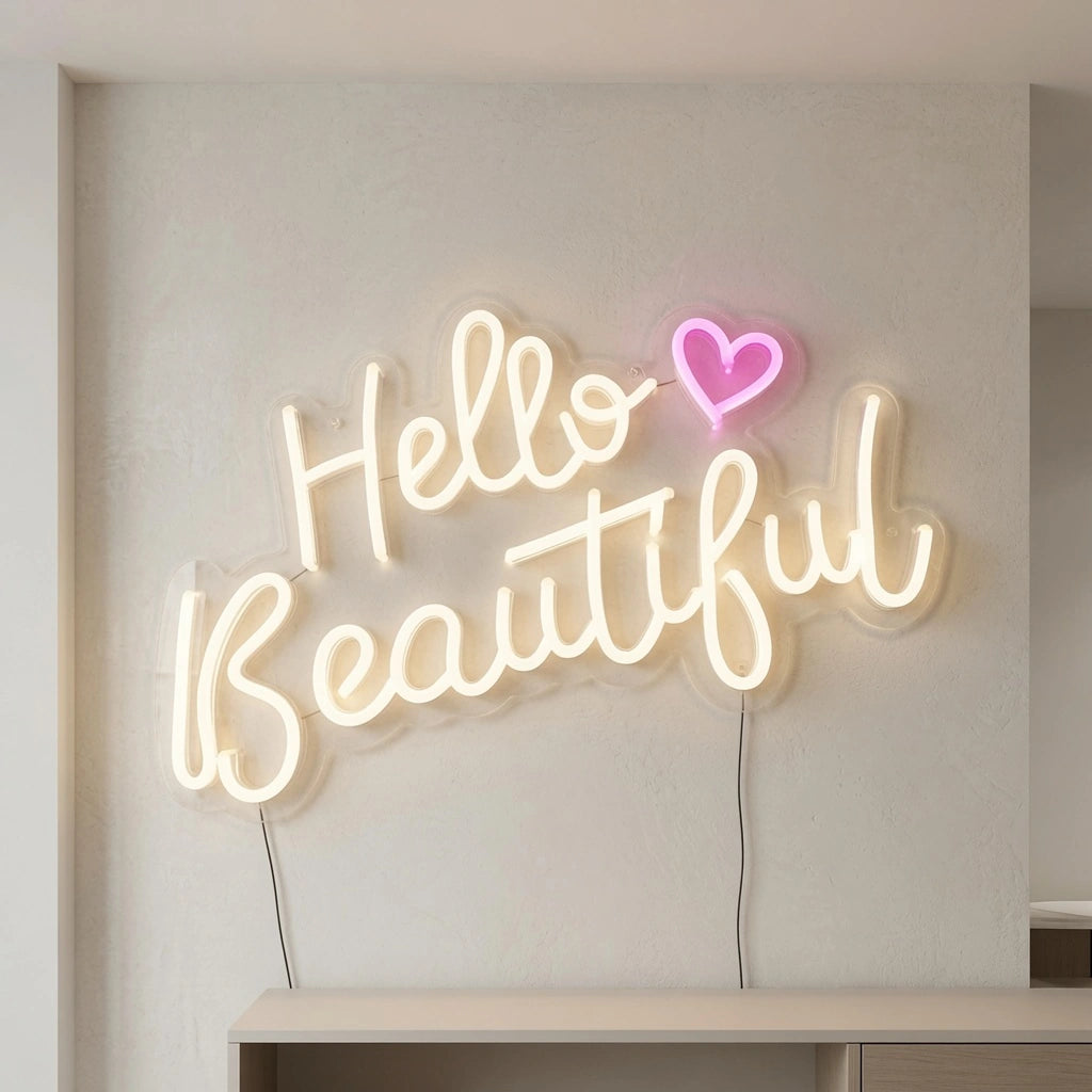 Hello Beautiful LED Neon Sign Wall Decor - 04 Size Image