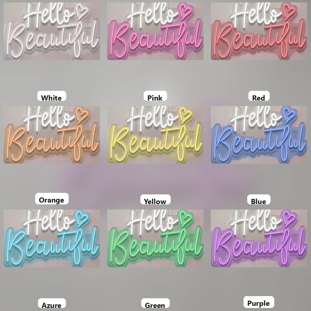 Hello Beautiful LED Neon Sign Wall Neon Sign - 05 Color Grid
