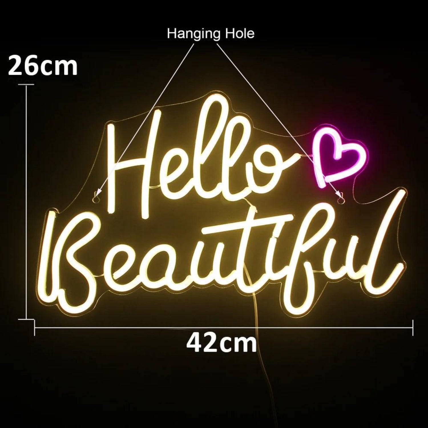 Hello Beautiful White And Pink Led Neon Sign For Home Decor - Shineneon