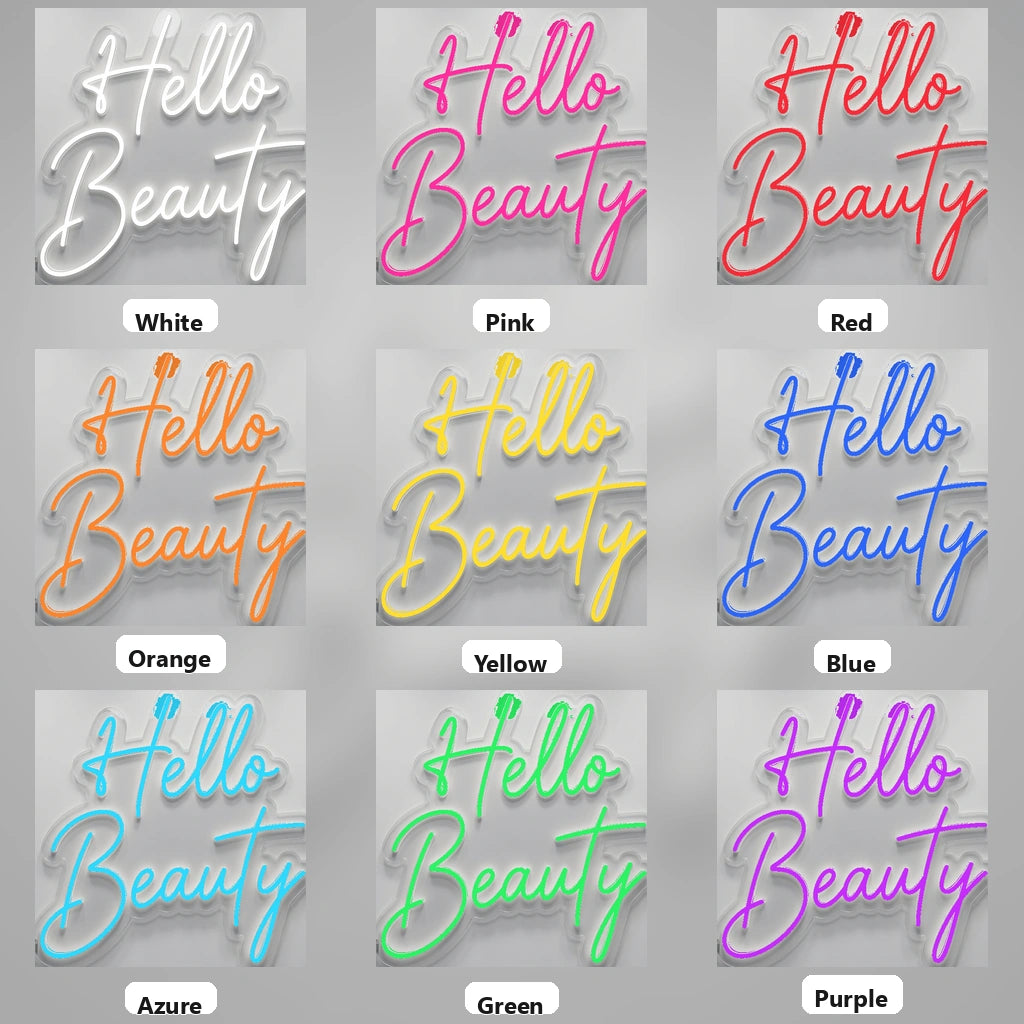 Hello Beauty Business LED Neon Sign - 05 Color Grid