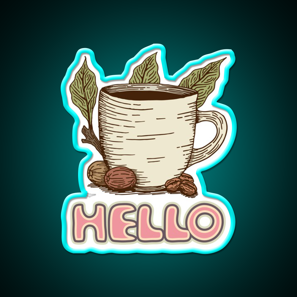 Hello Coffee Moment Cafe Led Neon Sign Espresso Bar Art Rgb Color