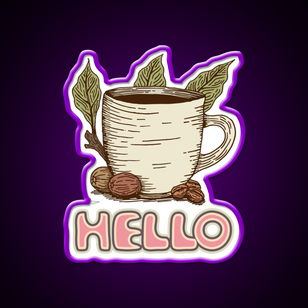 Hello Coffee Moment Cafe Led Neon Sign Espresso Bar Art Rgb Color